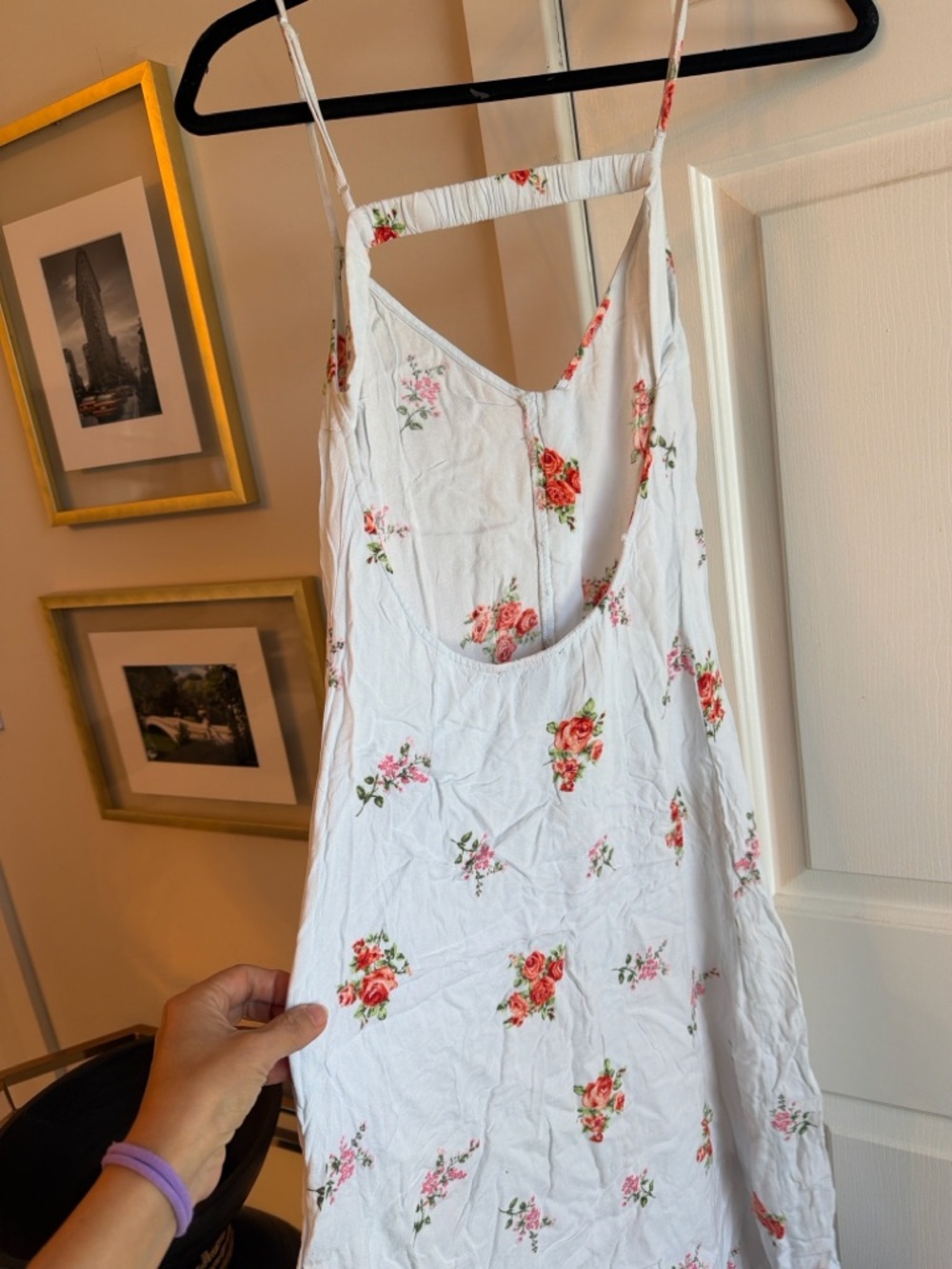 Forever 21 White Floral Maxi Dress with Pink & Red Blossoms - Picture 2 of 4